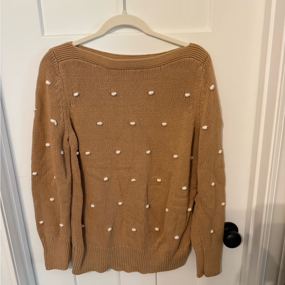 LOFT Camel Sweater with White Dots